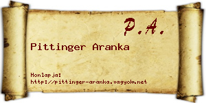 Pittinger Aranka névjegykártya